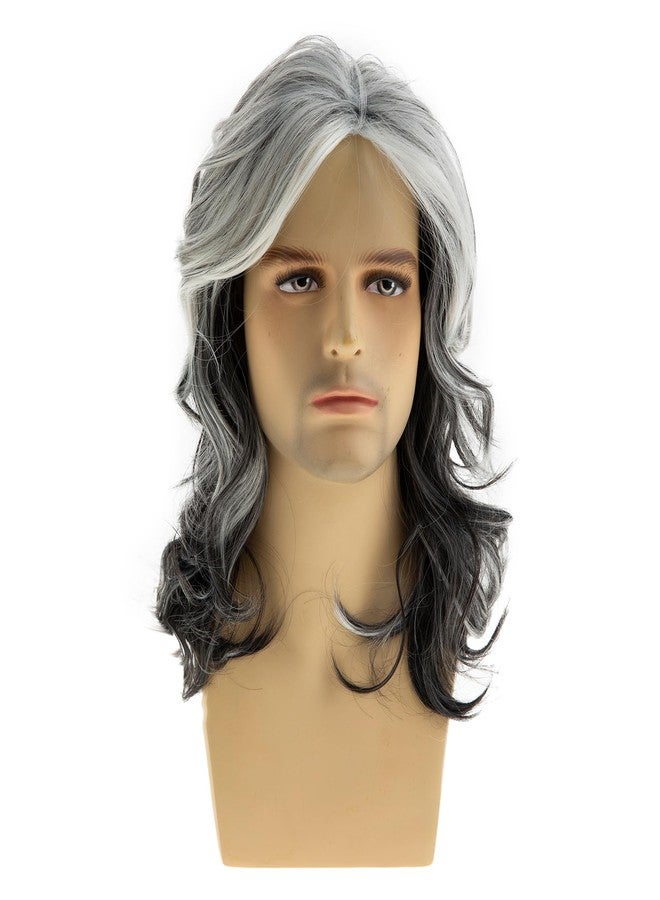 Baruisi Long Wavy Grey Wigs for Men Synthetic Layered Wavy Cosplay Party Wig - Image 2